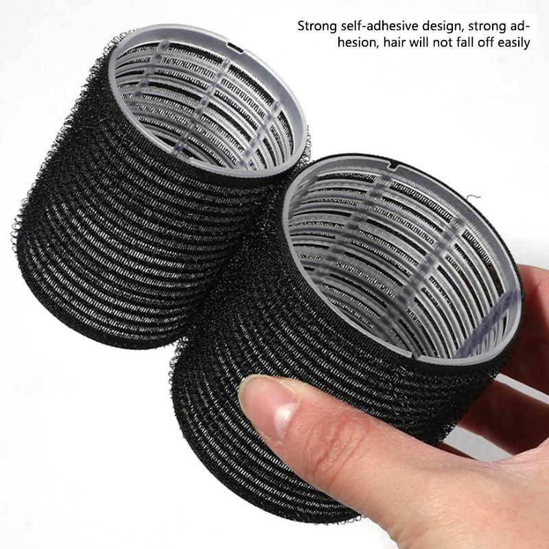 16Pcs/Set Black Self-Grip Hair Rollers With Clips Heatless Hair Roller Jumbo Sticky Hair Roller Set Salon Hair Dressing Curlers