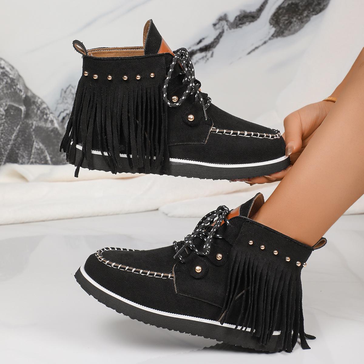 Модные женские ботинки с кисточками и круглым носком в стиле ретро — фото 3