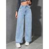 Jeans Women Vintage Wide Leg Pants Denims High Waist Washed Distressed Basics Straight Trousers Streetwear Floor Length