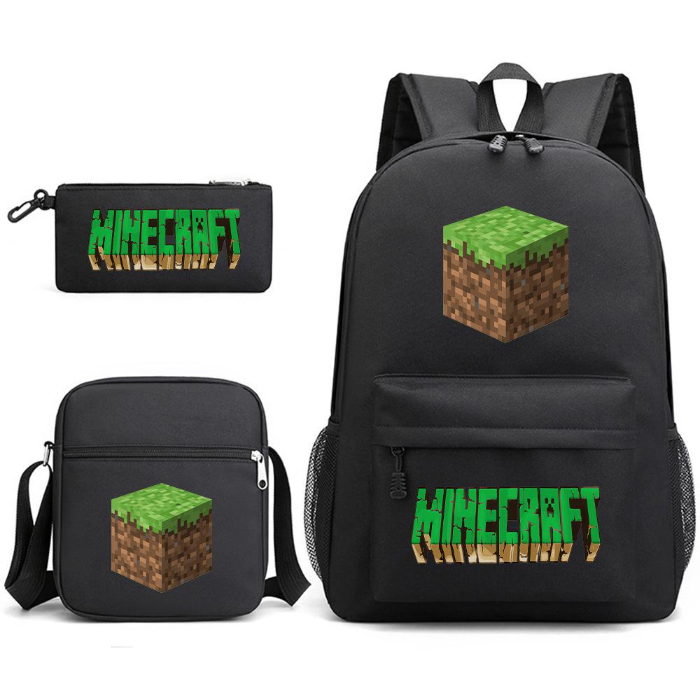Minecraft Schooltas Game Merchandise Student Grote Capaciteit Print Drie Delige Schooltas Mannen En Vrouwen