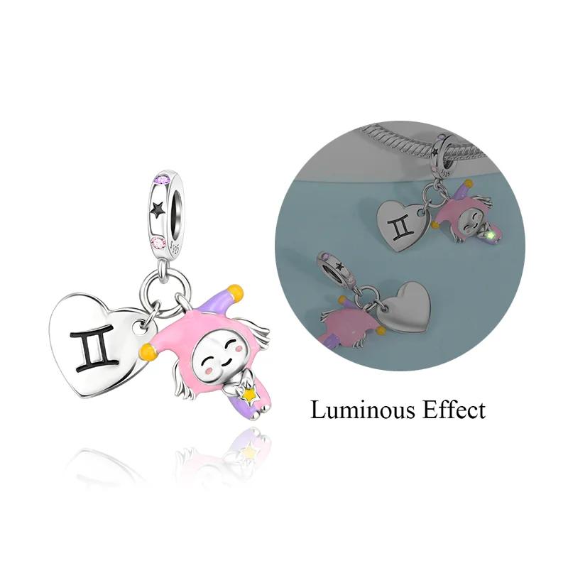 Copper 12 Constellations Collection Luminous Charm Bead Charms Star Shape Bead Compatible With Authentic Bracelets Do It Yourself Fine Jewellery Festi