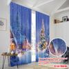 2Pcs,2D Plane Printing Pattern Curtains Christmas Tree Snow Scenery Versatile 100% Polyester (Without Rod) Versatile All Ldeal