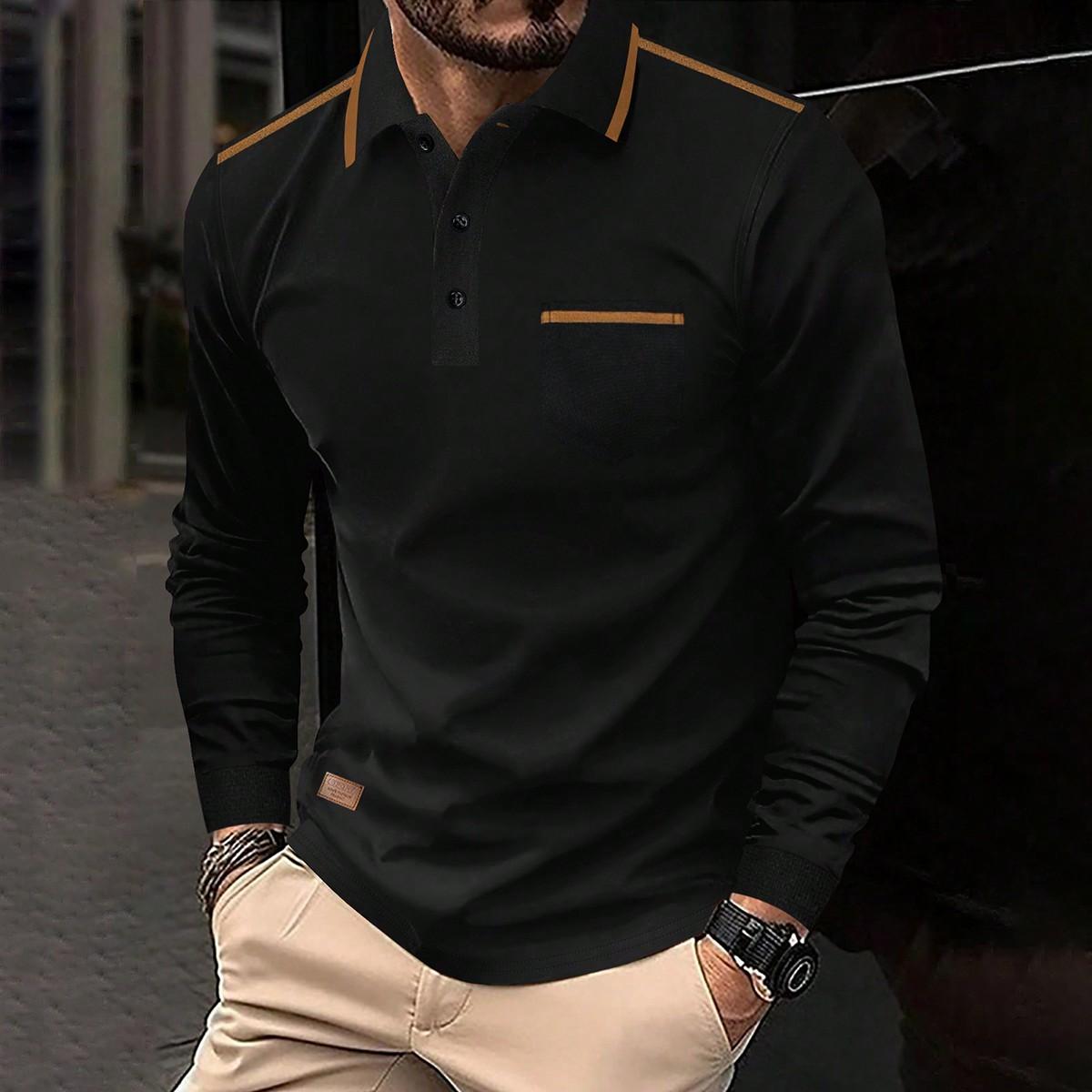 

Европейская модная одежда Мужская рубашка поло премиум-класса с длинными рукавами