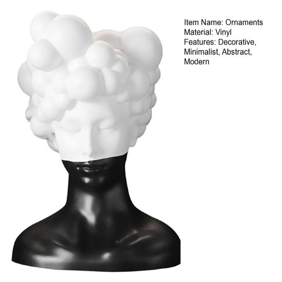 Elegant Hotel Exhibition Ornaments Modern Abstract Bust Statue, Man Portrait Sculpture, Minimalist Black And High End Aesthetic Decor White