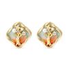 Cloisonne Women's Earrings Enamel Earrings For Women Pearl Flower Piercing Vintage Green Jewellery Woman Gifts Chinese Ethnic