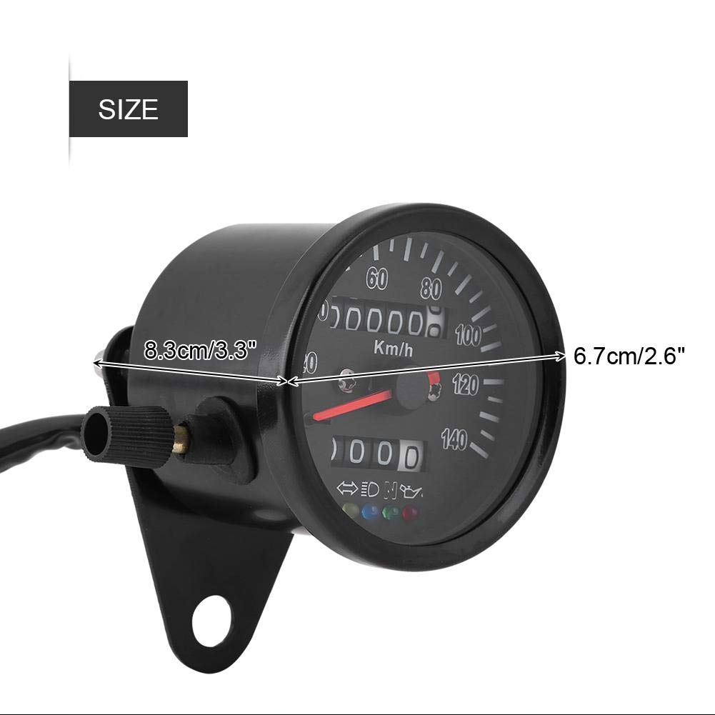 Keenso Motorcycle Speedometer Tachometer 60mm Black Waterproof Universal Motorcycle Odometer Speedometer Gauge