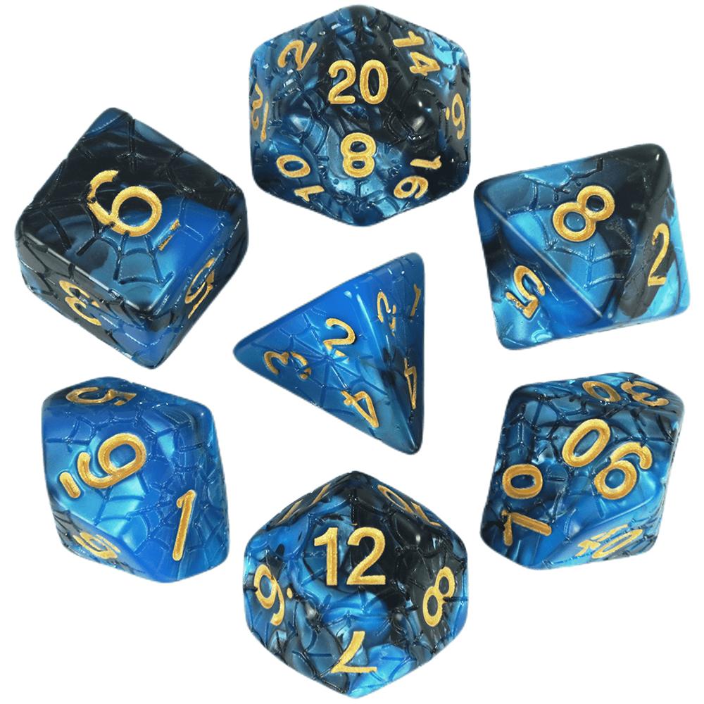 Mixing Color Dice DND 7pcs Polyhedral Dice Set with Engraving Spider Web Effect for DND RPG Magic Gathering Table Game D&D Dice