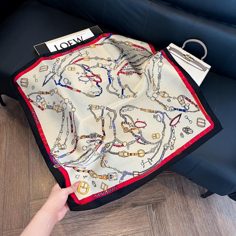 70 Silk Scarves, Square Scarves, High-End Sense, Fashionable And Versatile, Professional Imitation Silk, Small Scarves, Retro Printed Silk Scarves