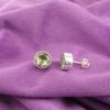 Natural Green Amethyst Daughter Gift Stud Post Earrings Jewelry Sterling Silver EE-150-13