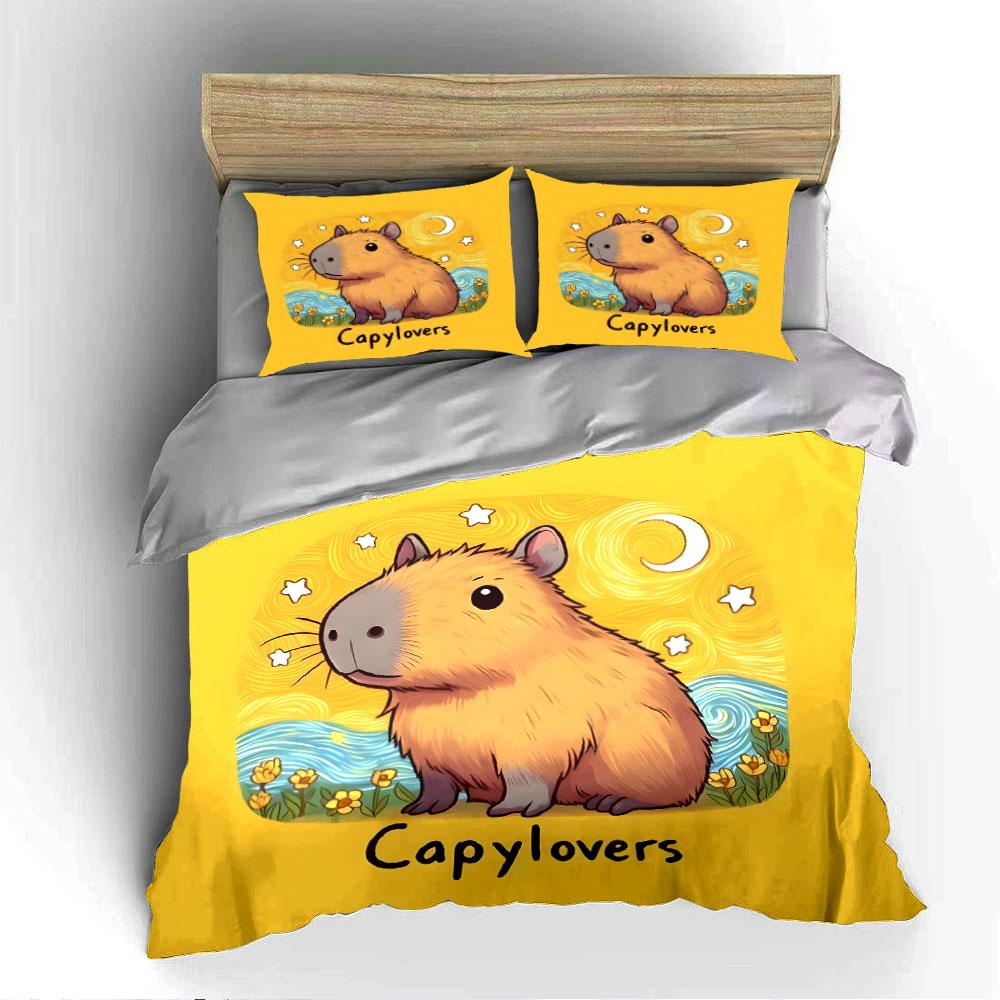 Capybara Yellow Bedding Set Bedding Duvet Cover Set Duvet Cover Pillowcases (1 * Duvet Cover 2 * Pillowcases, without duvet insert)