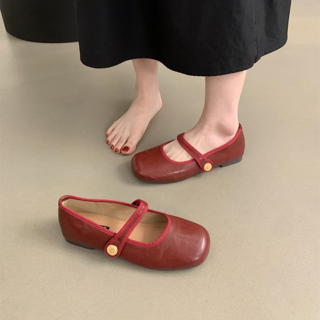 Korean Version of Design Flat Shoes, Shallow Single Shoes, Small Leather Shoes, Summer Women's Shoes, French Retro Mary Jane Shoes
