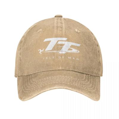 Koszulka Vintage Isle Of Man TT Motocyklista Mężczyźni Kobiety Postarzana Sprana Czapka Outdoor Bieganie Regulowany Krój Czapki