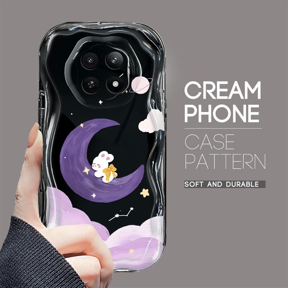 Carcasă cu textura cremă cu model de desene animate, cu margine ondulată, husă din silicon moale pentru telefon pentru OPPO Reno Realme OnePlus Vivo