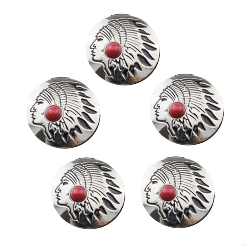 G8DA 5 Pcs Imitation Turquoise Buttons Leather Decorative Buttons Flower Buttons