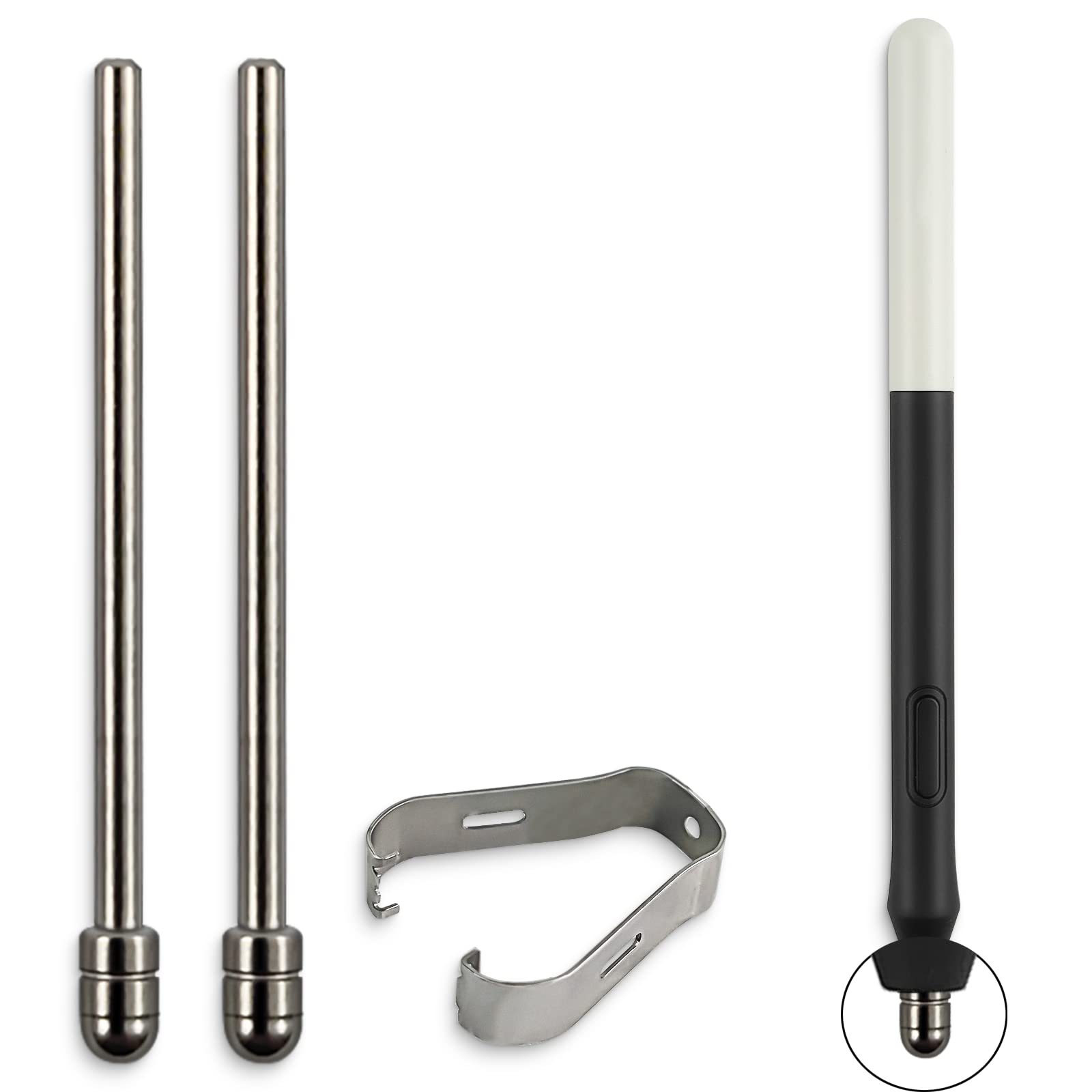 

REEYEAR Compatible with Wacom One Creative Pen Titanium Alloy Fine Pencil Nib Replacement Hard Refill Tip for WACOM ONE DTC133W0A 2 Pieces