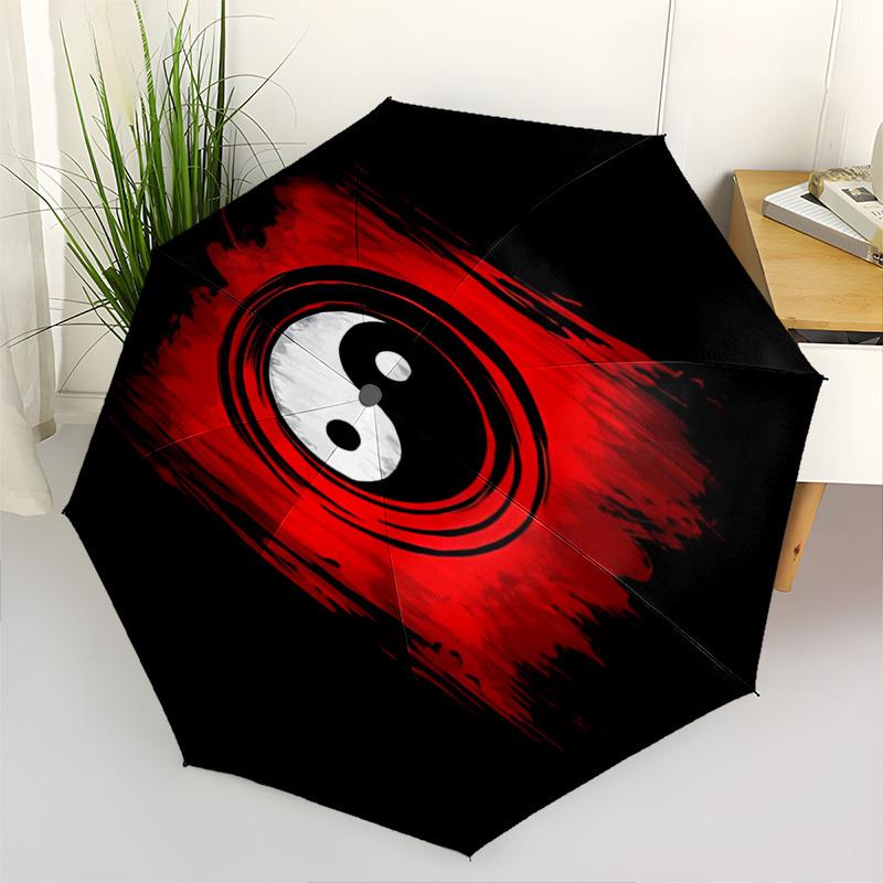 

Yin Yang, Red Themed Automatic Opening and Closing Umbrella, Brightly Colored 8-rib Portable Umbrella, Suitable for Men and Women, A Perfect