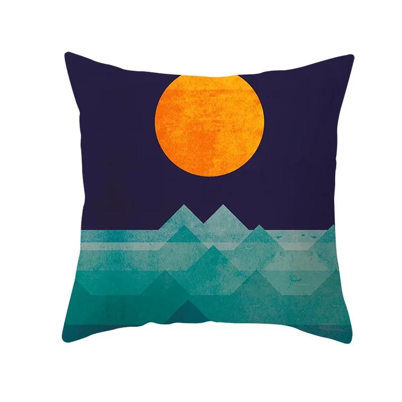 45x45cm Rainbow Geometric Sunset Pillow Cover Abstract Patchwork Stripe Cushion  Sofa Office   Home Decor