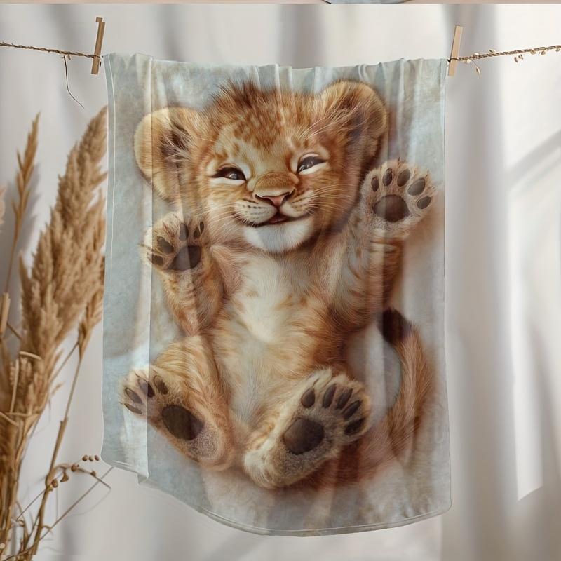 Coperta artistica scialle con stampa animale leone carino oversize - Morbida coperta multiuso per tutte le stagioni per divano, letto, pisolino in ufficio e regalo