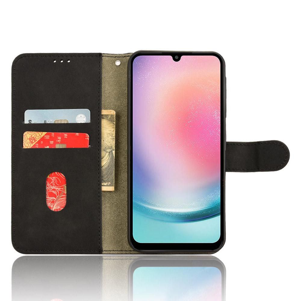 

For Samsung Galaxy A25 5G (Global) (161.0 x 76.5 x 8.3mm) Skin-touch Case Scratch-resistant Leather Wallet Phone Cover Black
