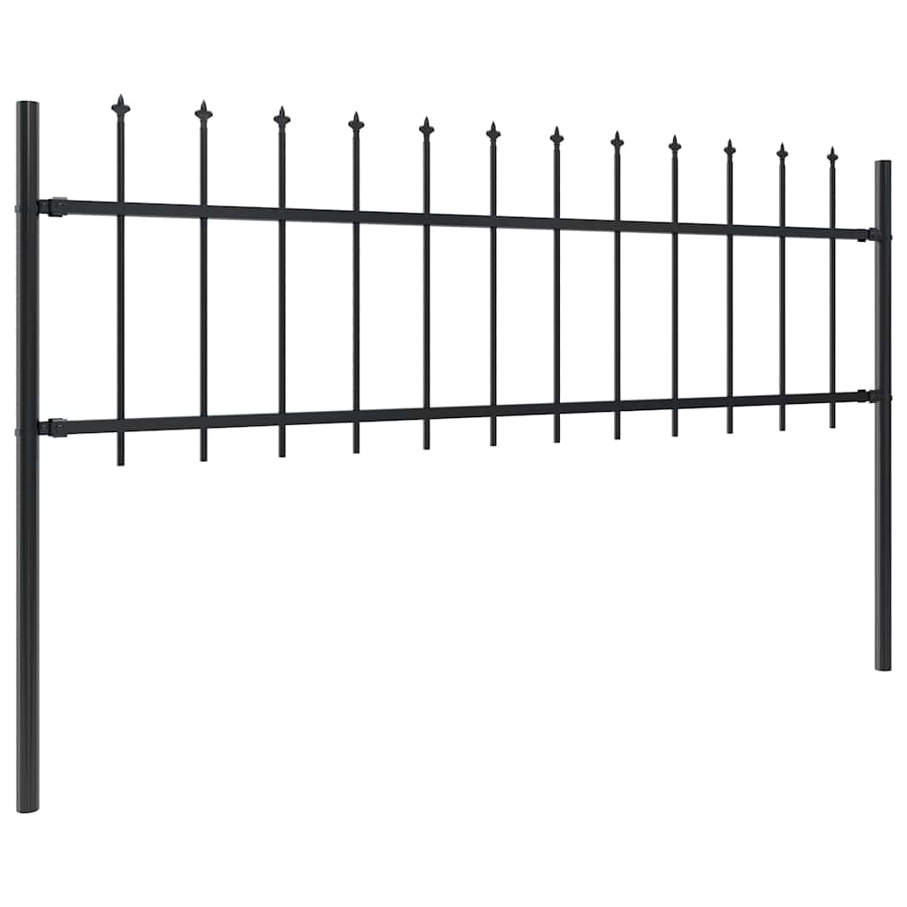 Woerden Garden Fence with Spear Point Design Steel 181 X 60 Cm Black