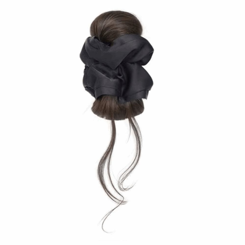 Scrunchie Synthetic Hair Bun Headband Clip in Flower Bun Head Wig  Daily Use
