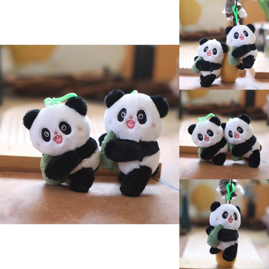 Cute Fluffy Panda Key Holder Plush Toy Miniature Bag Accessory