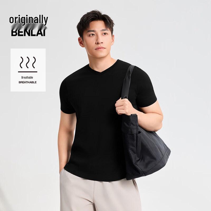 

Benlai Men s Pure Cotton Short-Sleeve T-Shirt M