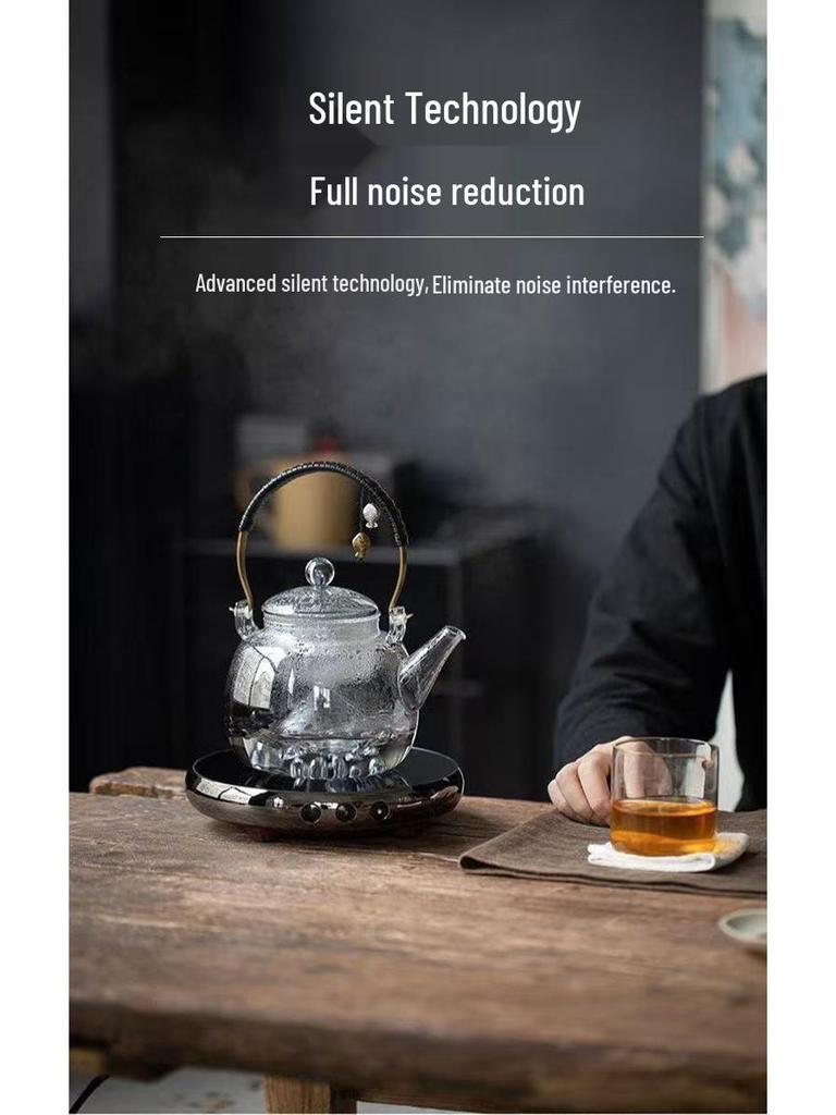 Sage Afternoon Tea Set: Heat-Resistant Glass Teapot with Fruit Tea and Emma's T0 Electric Ceramic Stove