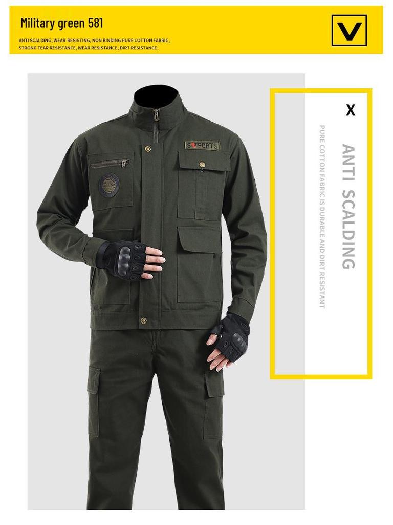 Robuste Arbeitskleidung für Herren: Frühjahrs-/Herbst-Hitzeschutz-Anzug, verschleißfest, für Autoreparatur, Elektroschweißen und Bauwesen.