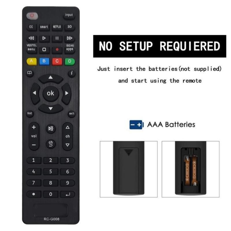 RCG008 TV Remote Control Universl for Most Televison Models Simple Installation Quick Responses Easy to Use