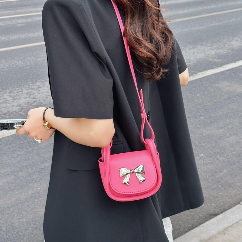 Cute Mini Crossbody Bag For Kids And Adults Stylish Bowknot Shoulder Bag Lightweight Pu Material