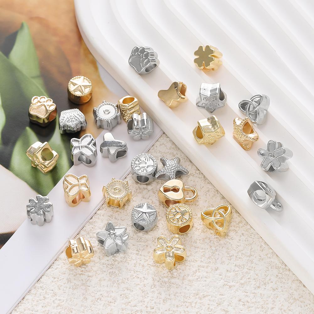 10pc/lot Heart Shape CCB Bead Gold Plated Loose Beads Spacer For Jewelry Making Accessories DIY Necklace Bracelet Charms
