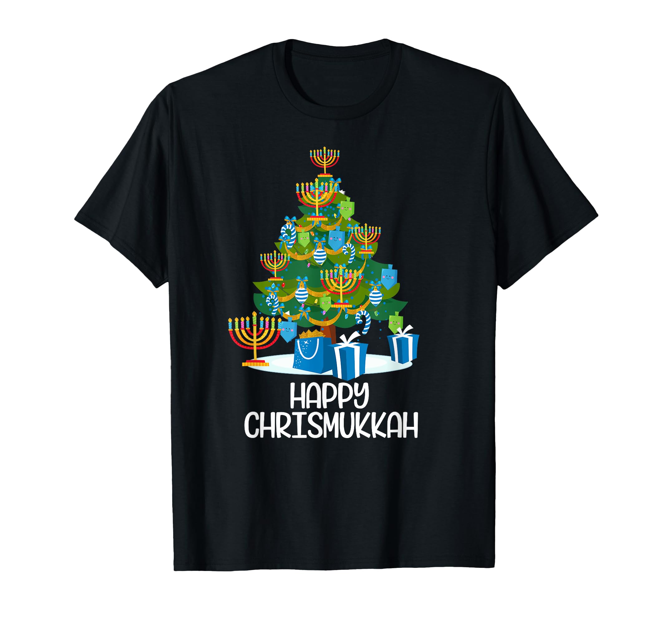 Hanukkah Happy Chrismukkah Christmas Tree Funny Menora Pun T-shirt