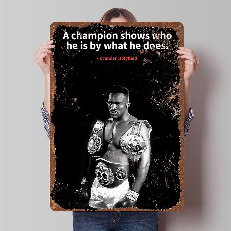 Evander Holyfield Boxer Metal Posters Custom Vintage Metal Signs Wall Art Tin Plaque for Man Cave Home Deco Bedroom Decoration