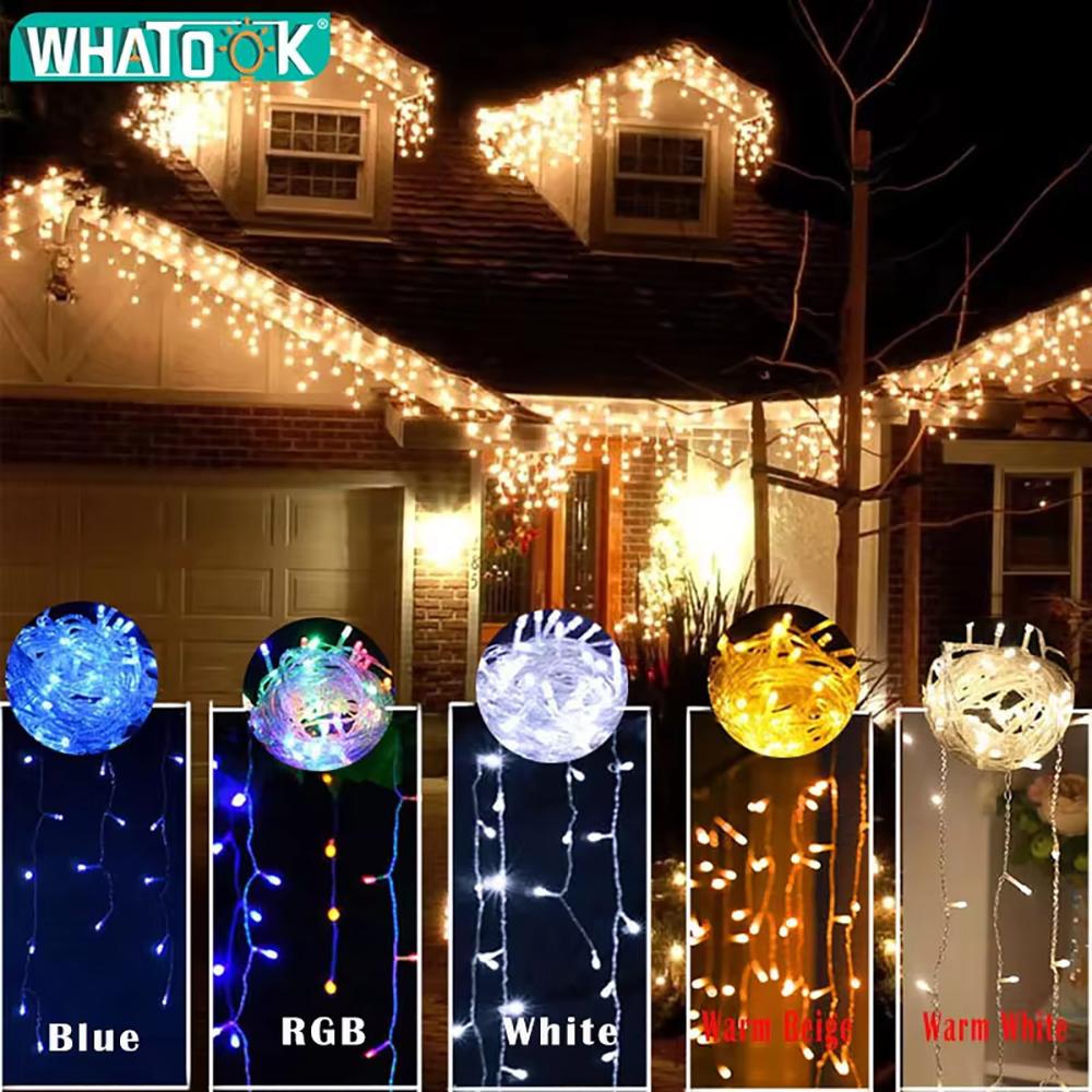 Led Lights Christmas Lights Waterfall Outdoor Decoration 5M Droop 0.4-0.6m Curtain String Lights Party Garden Eaves Decoration