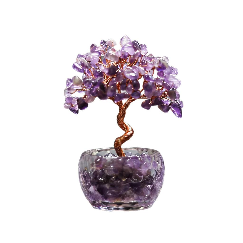 Natural Crystal Wealth Tree Ornament for Entrance or Desktop