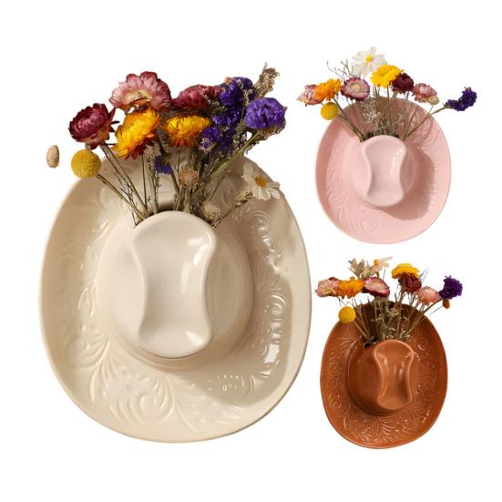 Hars Cowboyhoed Wandplanter Handgemaakte Wandhangende Vaas Western Boho Wanddecoratie voor Badkamer Woonkamer Kantoor Huisdecoratie