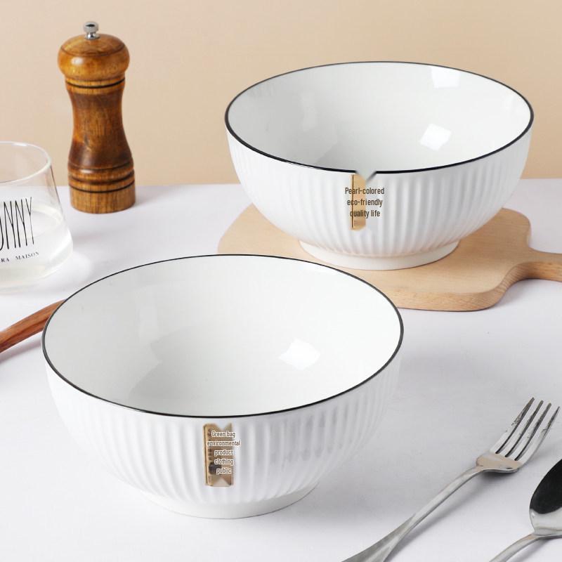 2-Piece Extra Large Japanese Style Ceramic Soup Bowl Set