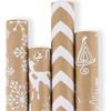 Christmas Wrapping Paper Brown Kraft Paper With 3d White Christmas Elements