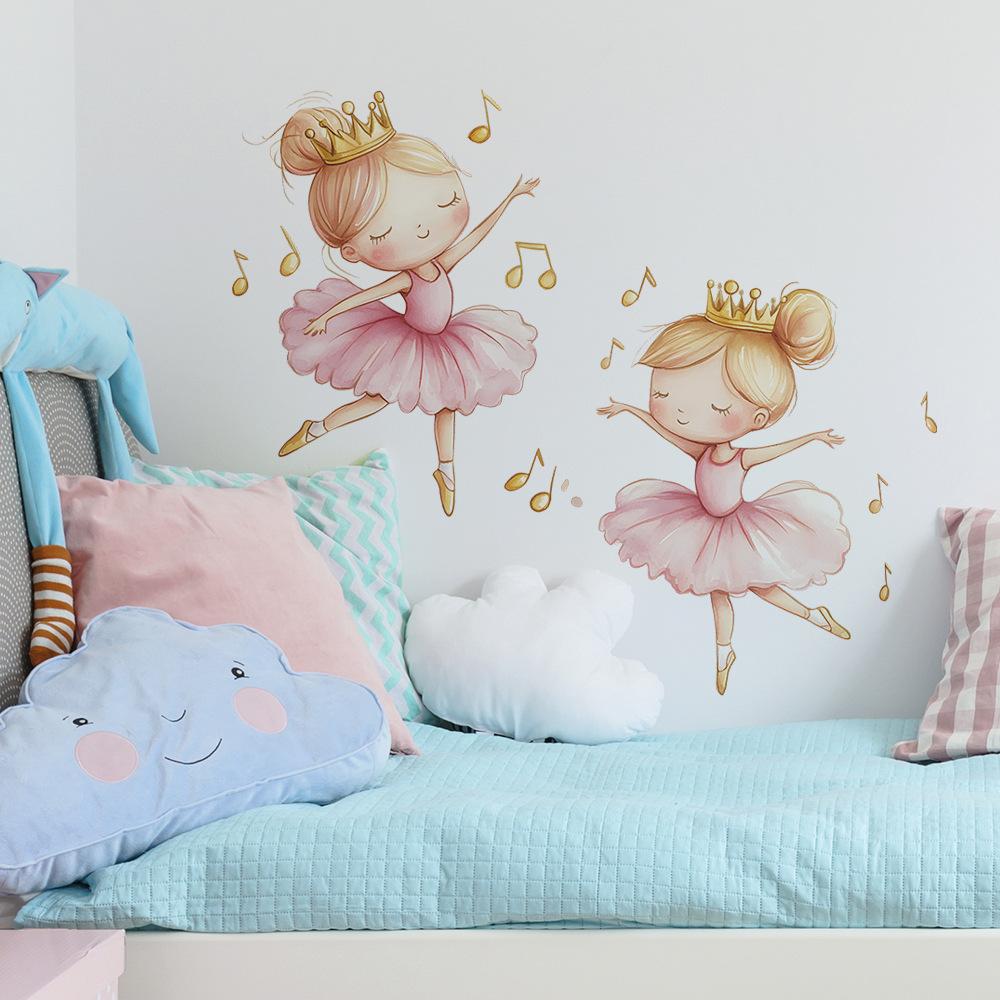Painted Ballerina Wall Sticker Self-Adhesive Removable for Bedroom Living Room Hallway Closet Dorm Elegant Home Decor Art