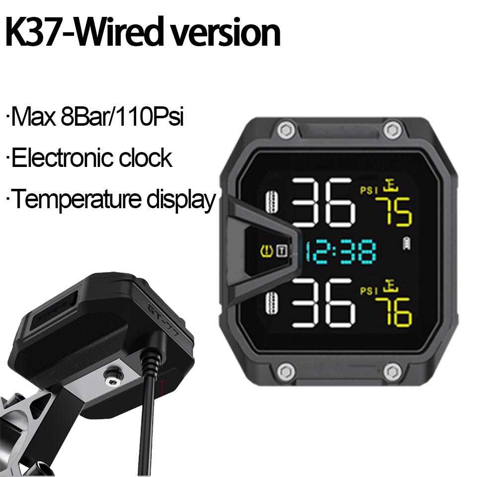 

Система контроля давления в шинах мотоцикла TPMS 0~8 бар 2 датчика Точный дисплей Тестер шин Мотоциклетные аксессуары Built in Sensor