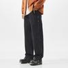 European and American personalized jeans men's and women's fashion loose wide-leg floor-mopping pants side open edge black denim men's pants tide