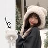 Fashion Cute Bear Ears Winter Hat Woolen Ear Protection Bucket Hat Plush Cold-Proof Cycling Cap For Women