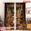 2pcs 2D Flat Printing Christmas Window Curtains Merry Christmas11 100% Polyester Without Electricity Spring Perfect for Festive