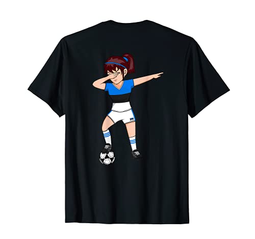 Soccer girl soccer player dubbing Estonian soccer fan jersey Estonian flag Estonia Sport T-shirt