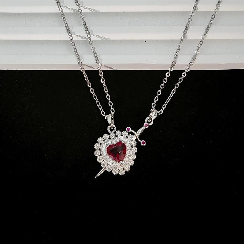 Tk Sword Love Couple Necklace Simple Personality Versatile Heart Dagger Men'S And Women'S Accessories Pendant