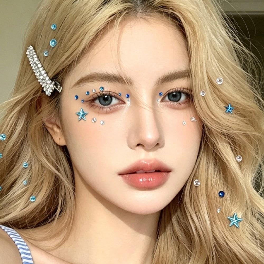 with Adhesive Backing Face Eye Jewels Sticker 3D Resin Crystal Gem Sticker  Festival