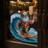 DIY Window Display Stickers Christmas Surfing Santa Claus Static Glass Sticker, Tropical Waterproof PVC Decal for Sunproof Surface Decals Home
