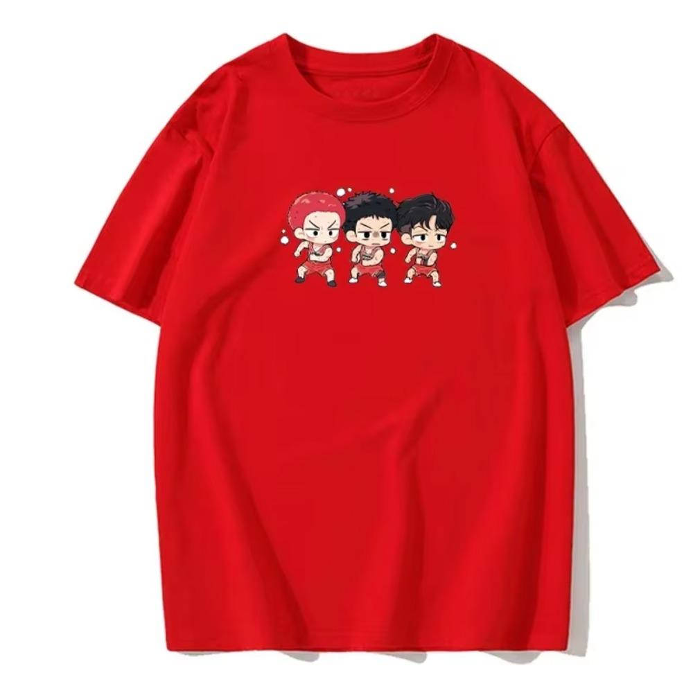 Men's Fun and Cute Version of Anime Character Print Casual Daily Short-sleeved Round Neck Cotton European Size T-shirt