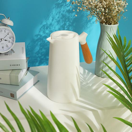 Thermoskanne 1000ml Kapazität Wasserspender Kessel mit Holzgriff Vakuumisoliert Wasserflasche Auslaufsicher Isoliert Kessel für Zuhause Büro Wohnheim